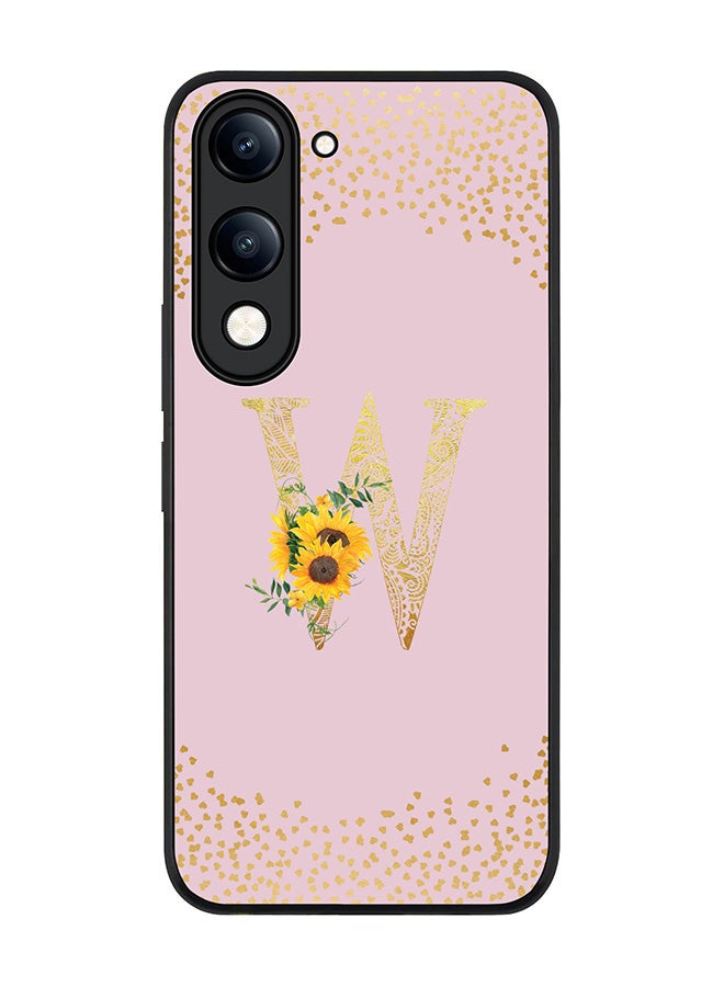 For vivo Y04 / Y29t 5G Case,Slim fit Camera Protection, Shockproof Thin Phone cover  - Custom Floral Monogram - W  (Pink )